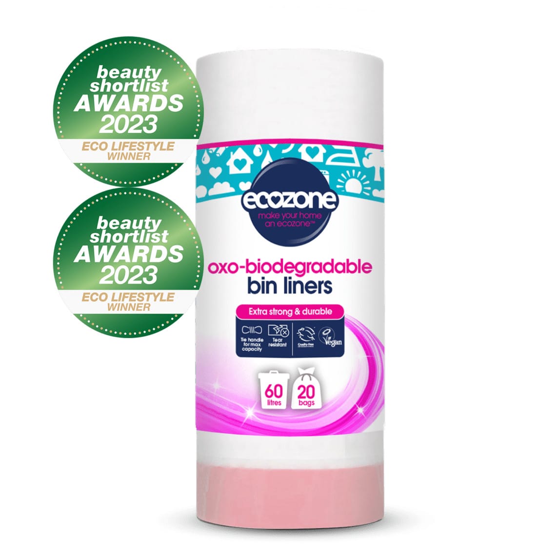 Ecozone Biodegradable Bin Bags 60lt 20 Bags