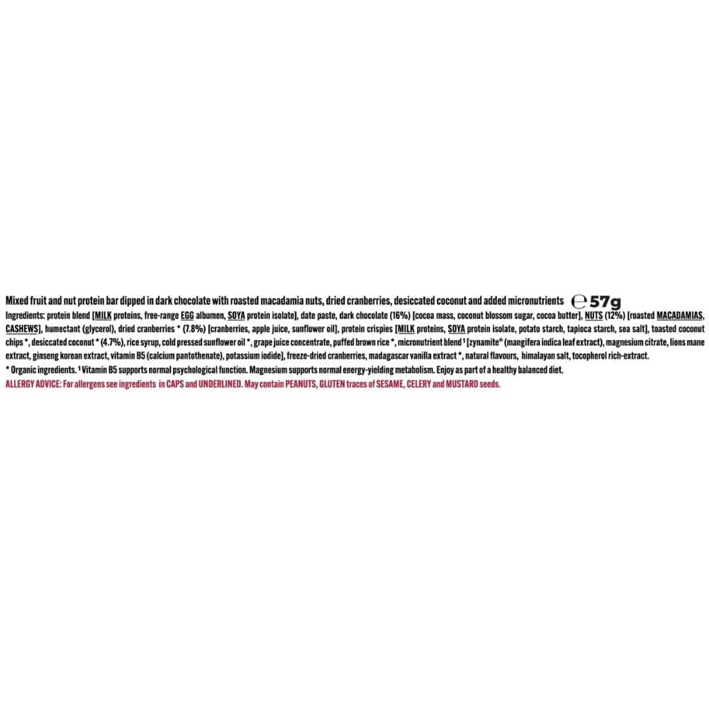 Nutritional information and ingredients list on a white background