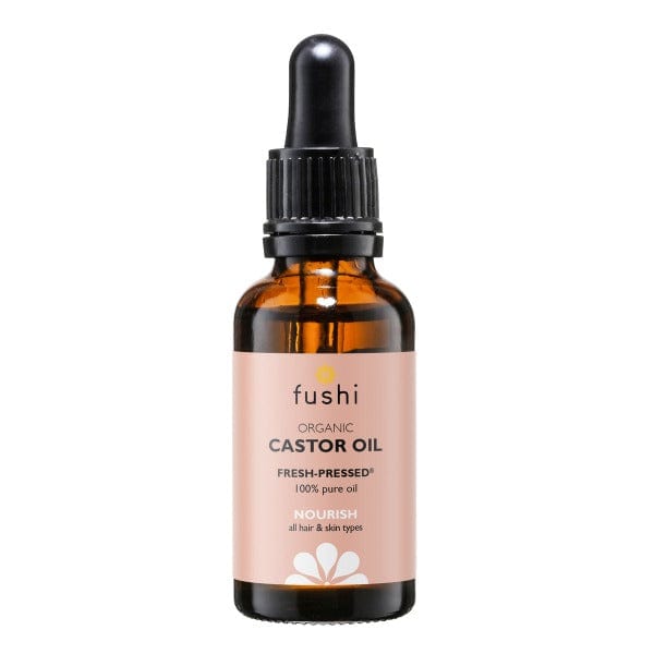 Fushi Organic Castor Oil Fushi Organic Castor Oil 30ml. Cold-pressed & unrefined for skin and hair hydration. Nourishes scalp & supports fuller-looking hair. Hexane-free & pure.