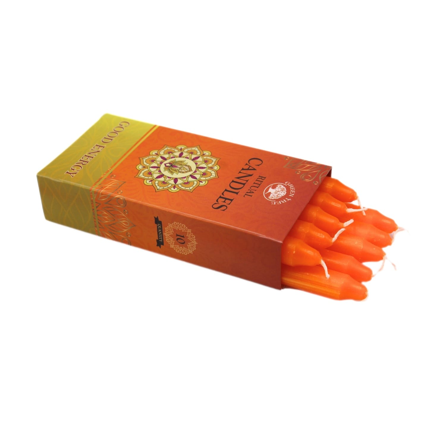 Green Tree Ritual Candles Good Energy | 10 Orange Ritual Candles