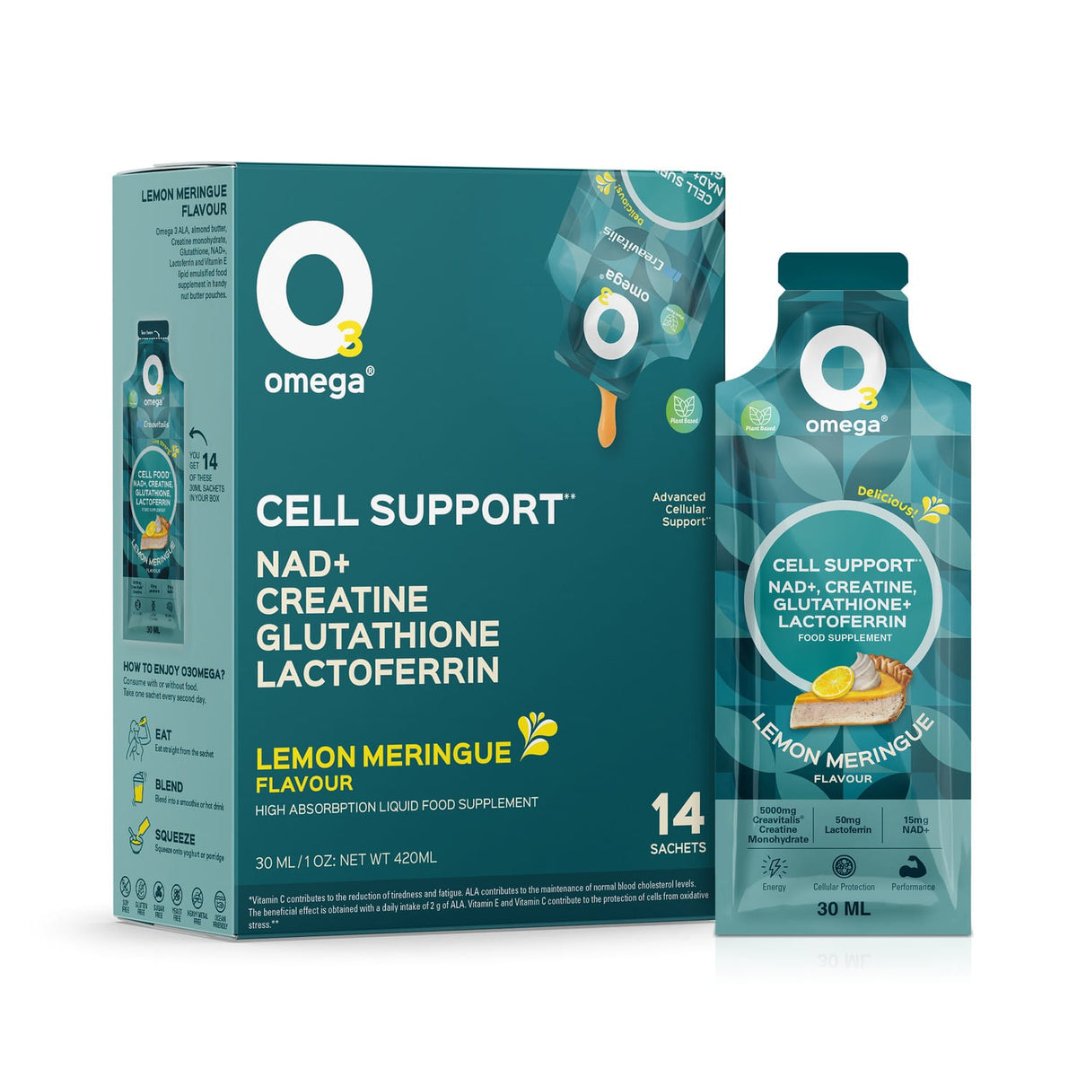 O3Omega® Longevity Supplement – Lemon Meringue Flavour -  14 Sachets