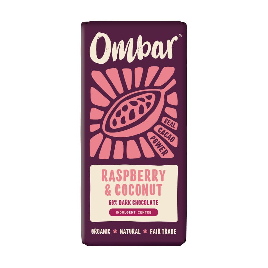 Ombar Organic Vegan Raspberry & Coconut Centres Chocolate Bar 70g