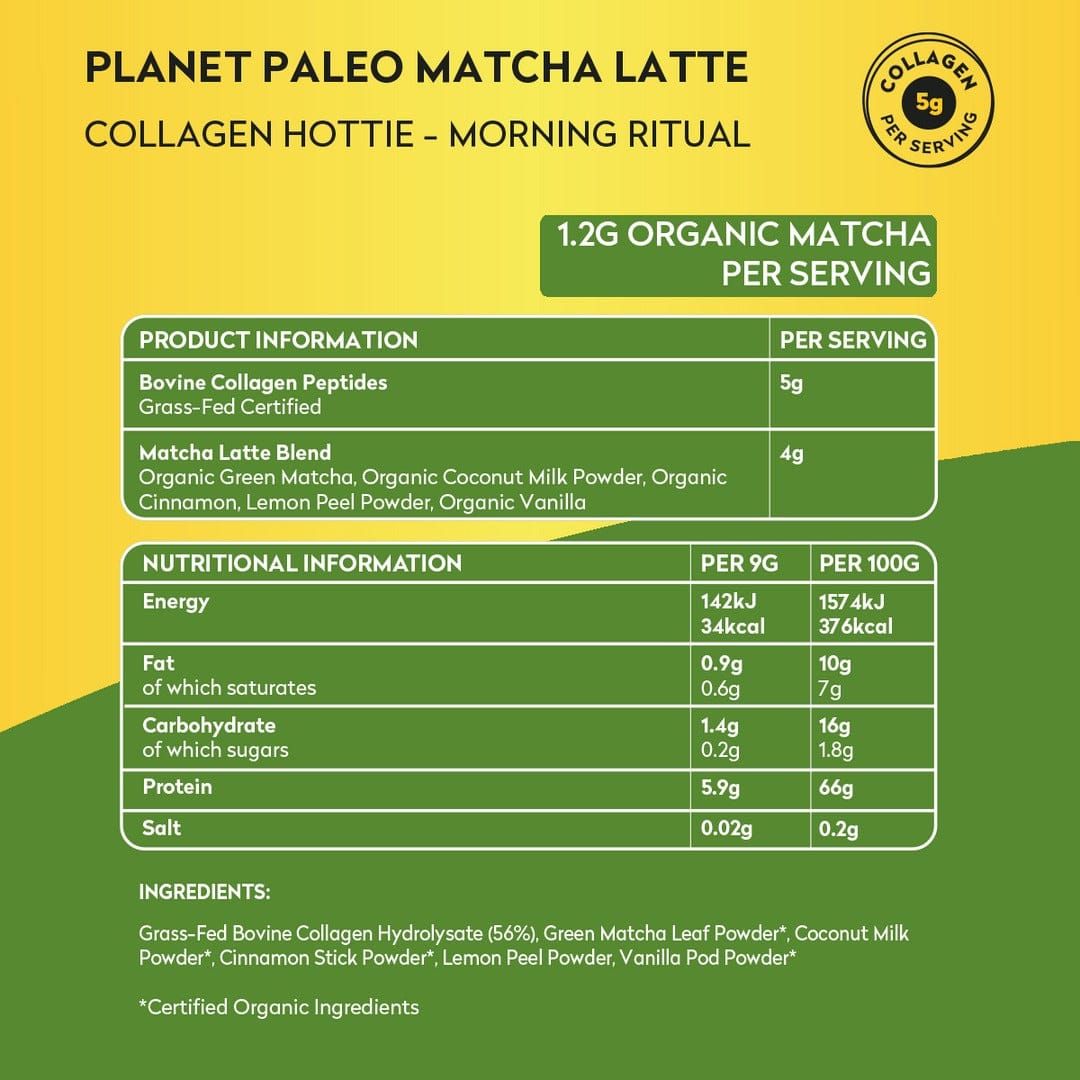 Planet Paleo Matcha Latte - Collagen Hottie 225g