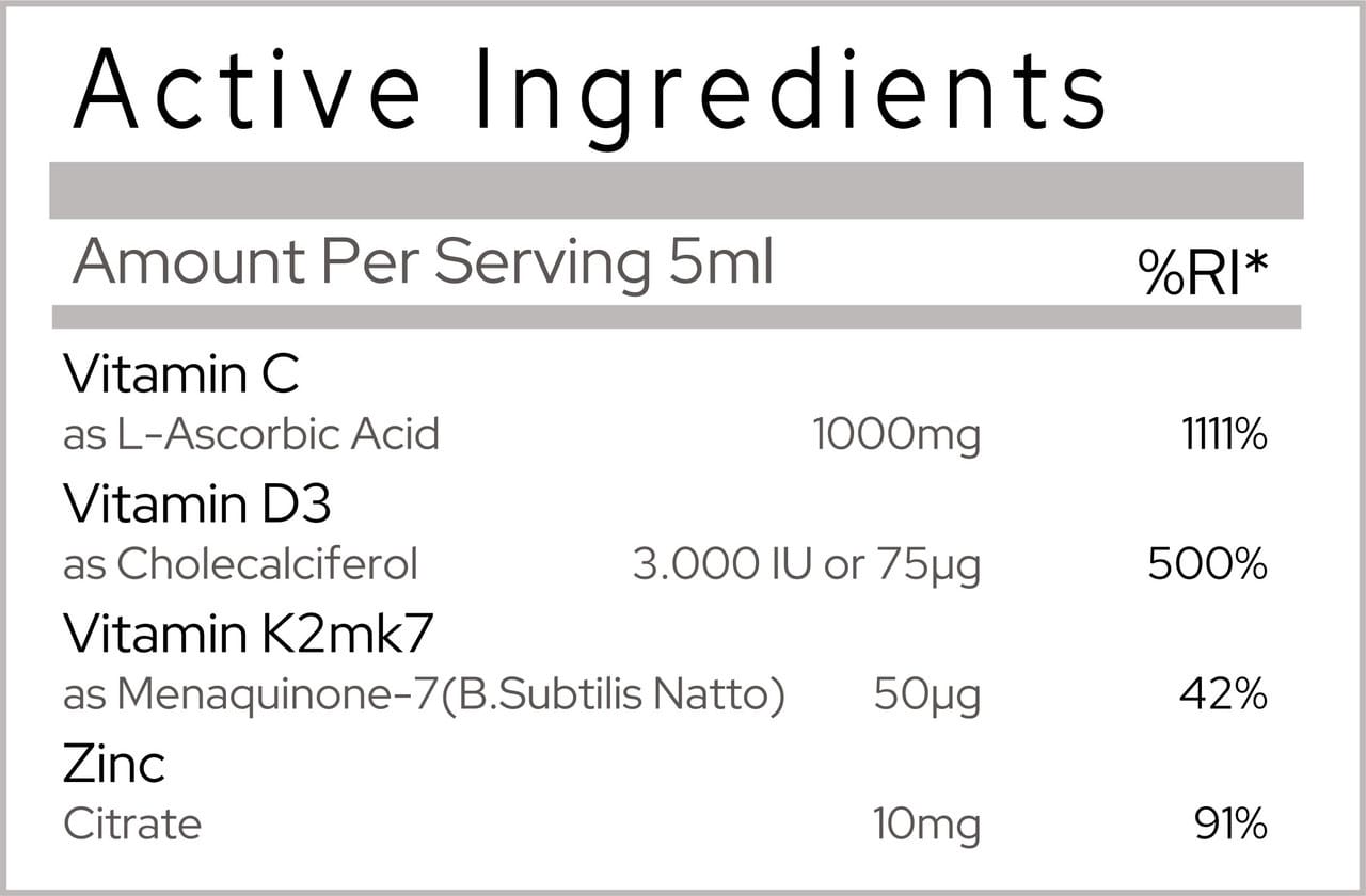 Porebski Liposomal Vitamins C, D3+K2mk7 & Zinc 500ml