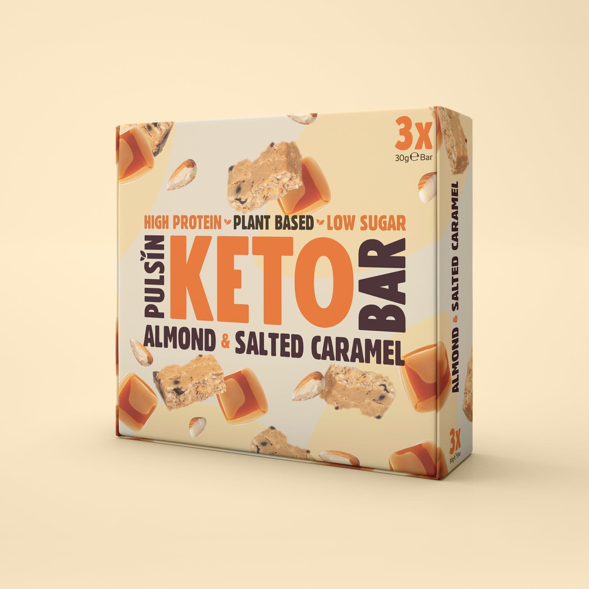 Pulsin Keto Almond & Salted Caramel Multipack 3x30g Bars