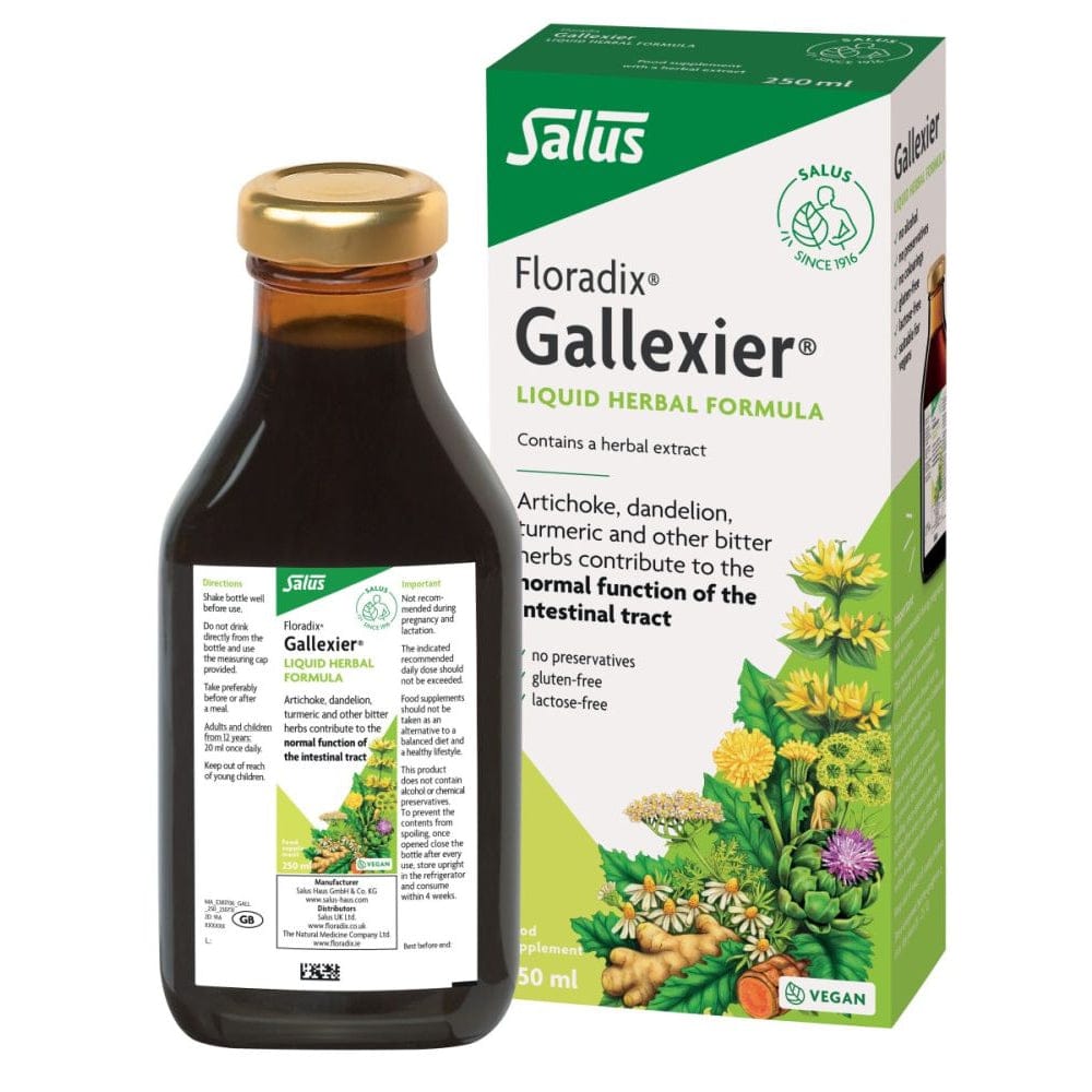 Salus Floradix Gallexier bottle and packaging on a white background
