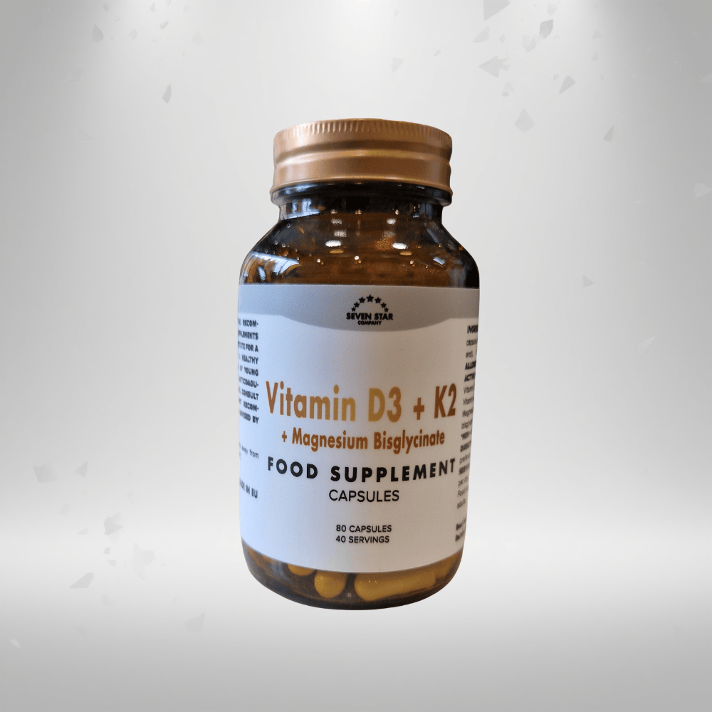 Seven Star Vitamin D3, K2 + Magnesium Bisglycinate 80 Caps