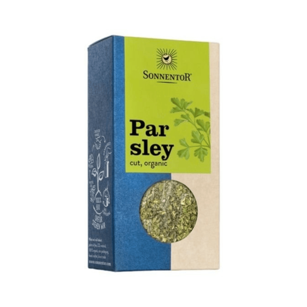 Sonnentor Organic Parsley packaging on a white background