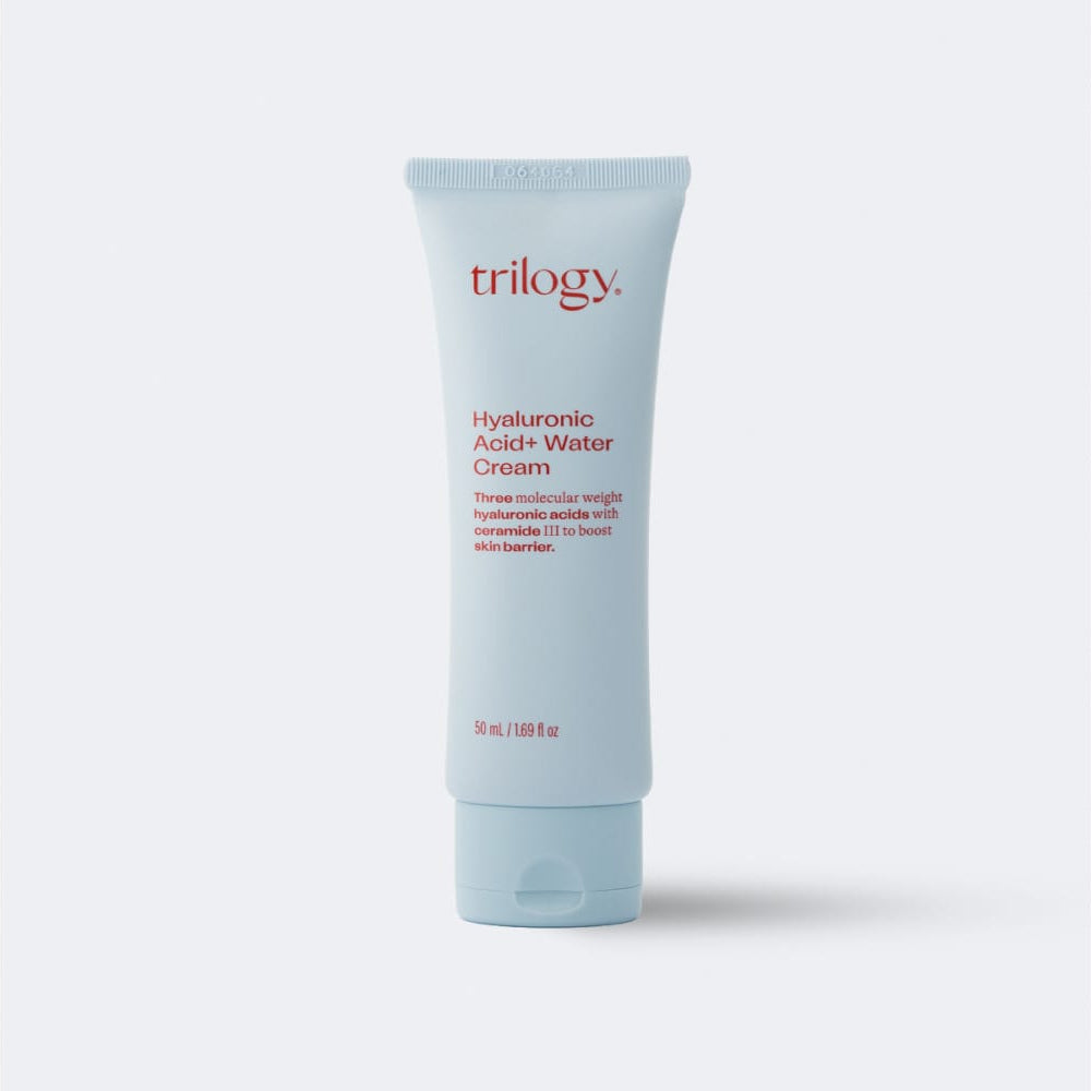 Trilogy Hyaluronic Acid Water Cream tube on a white background