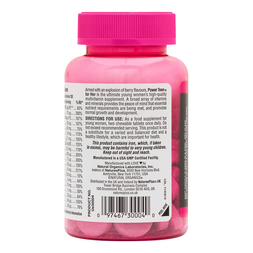 Natures Plus Power Teen For Her 60 Chewable Tablets