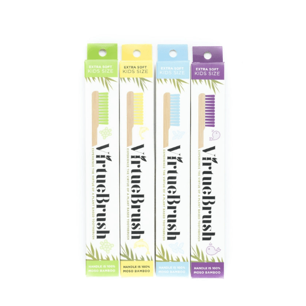 VirtueBrush Bamboo Toothbrush With Activated Charcoal Bristles Kids