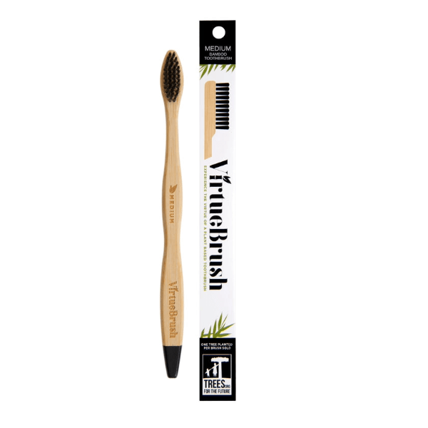 VirtueBrush Bamboo Toothbrush With Activated Charcoal Bristles