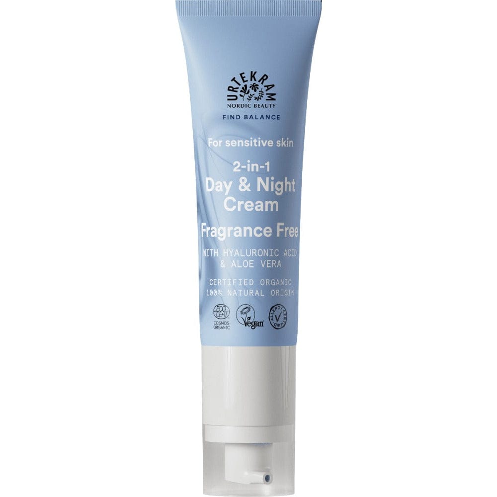 Tube of Urtekram Day & Night Cream on a white background