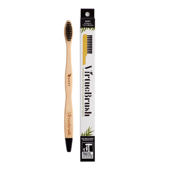 VirtueBrush Bamboo Toothbrush With Activated Charcoal Bristles Soft