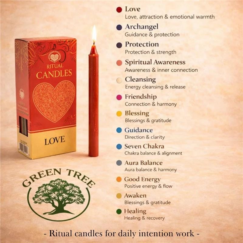 Green Tree Ritual Candles Healing | 10 Green Ritual Candles