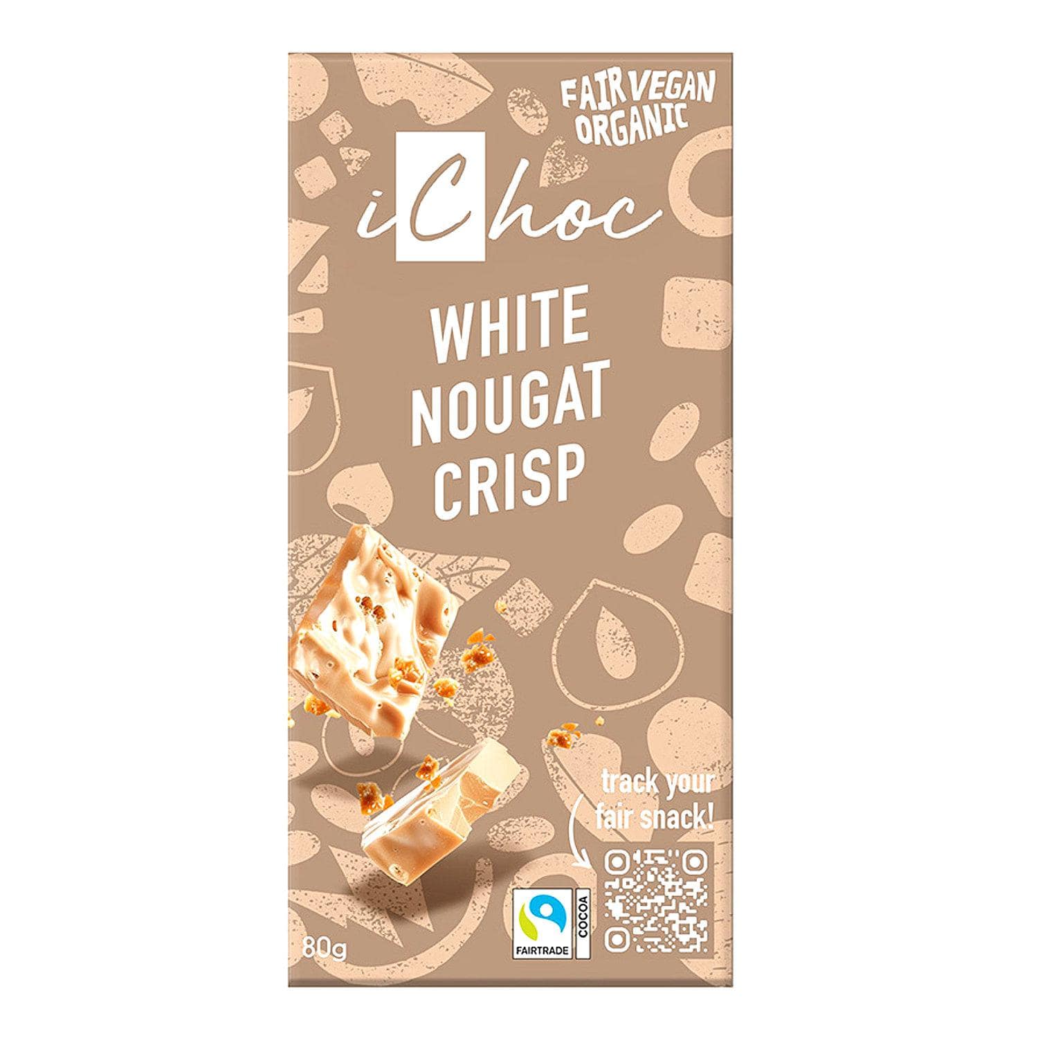 iChoc Organic White Nougat Crisp Vegan Chocolate 80g