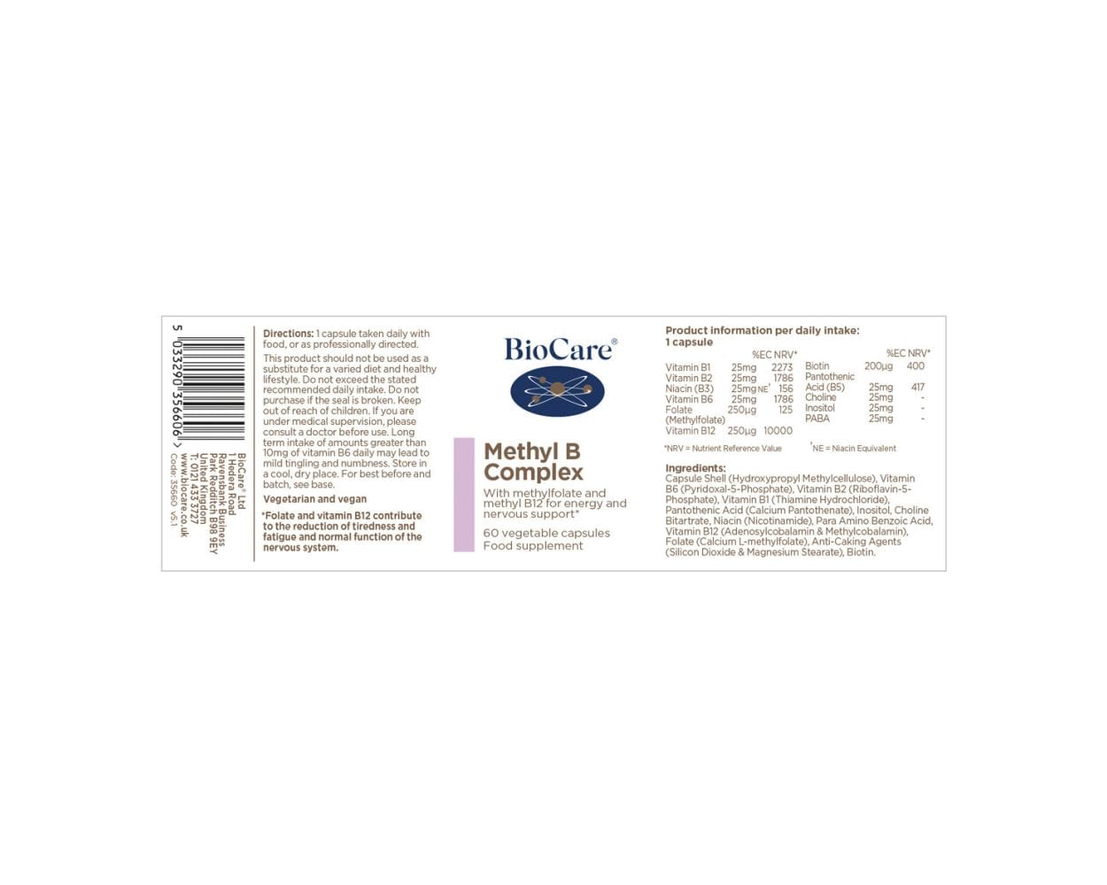 Biocare Methyl B Complex 60 Caps