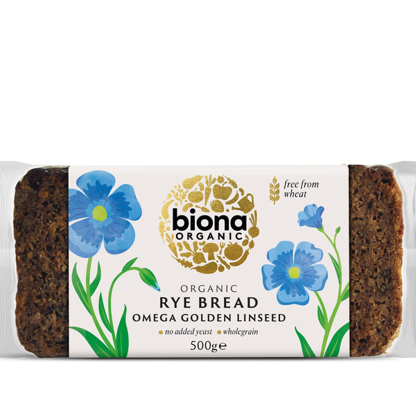 Biona Organic Rye Bread With Golden Linseed 500g Down to Earth