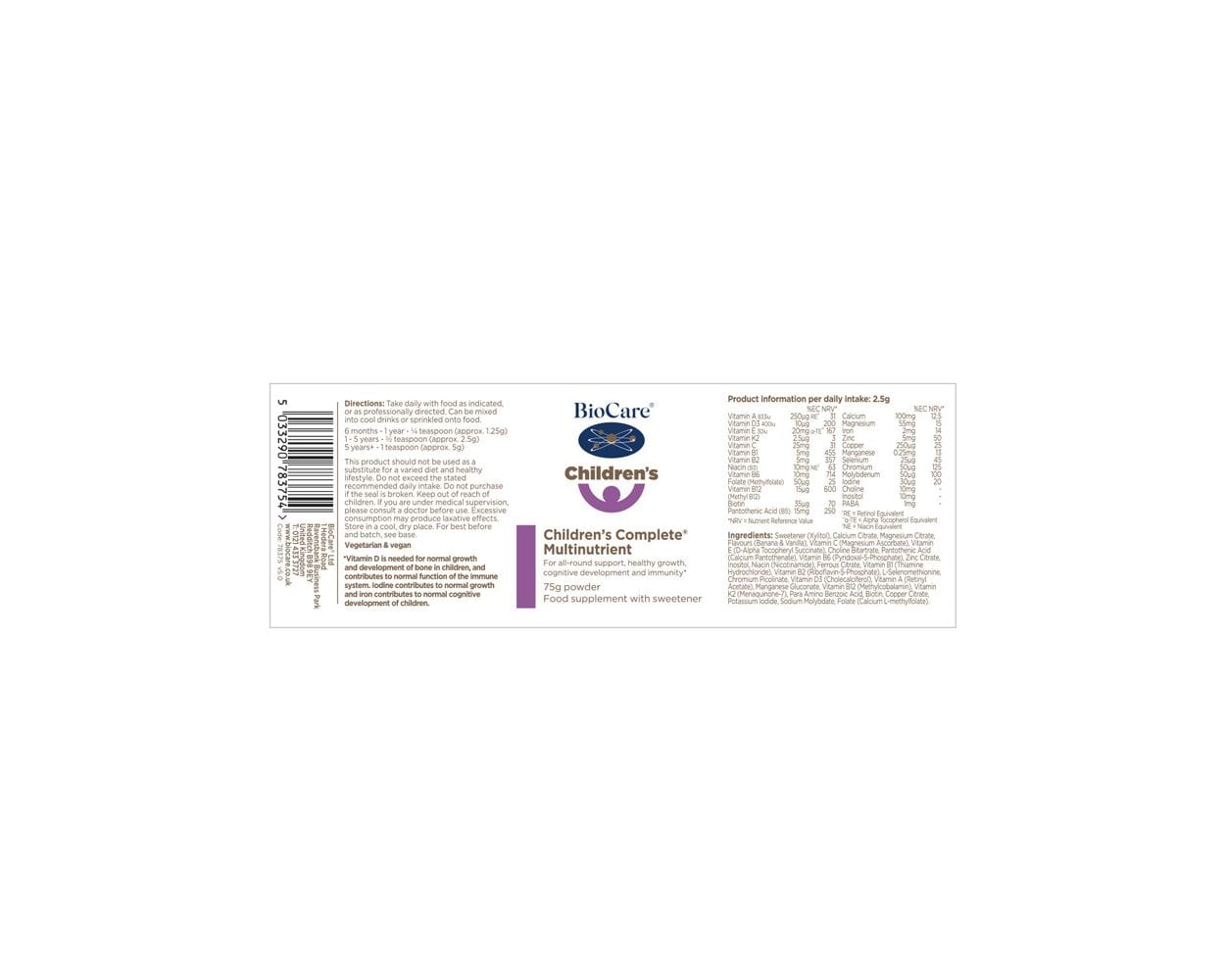 Biocare Children's Complete Multinutrient 75g