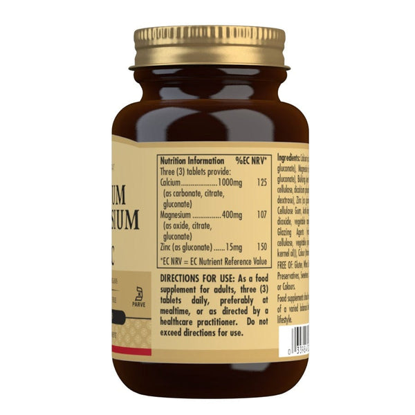 Solgar Calcium Magnesium & Zinc 100 Tablets Down to Earth Healthfood