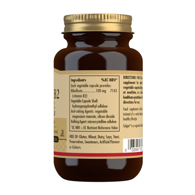 Solgar Vitamin B2 (Riboflavin) 100 mg Veg Caps