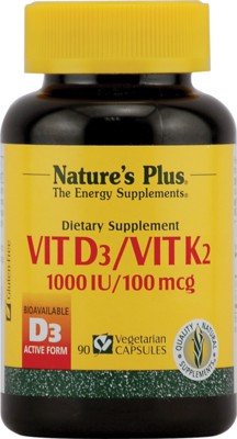 Natures Plus Vitamin D3 1000 IU & Vitamin K2 100 mcg 90 Caps