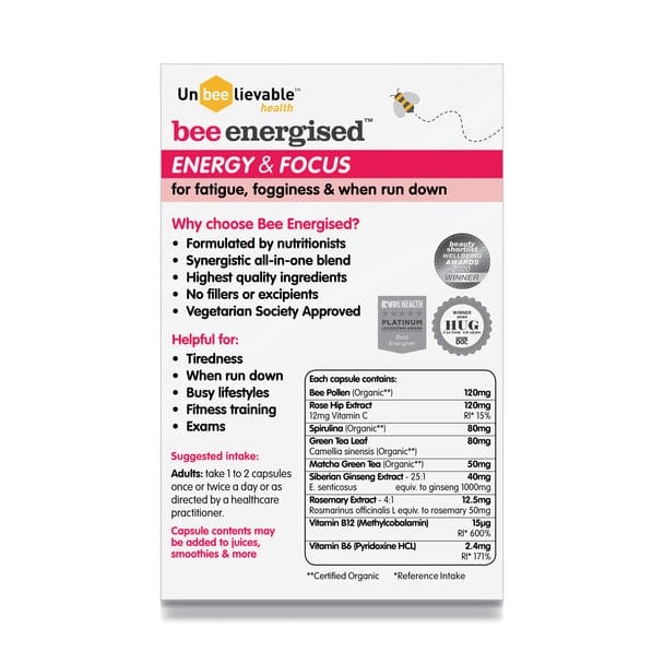 Unbeelievable Bee Energised Energy and Focus 20 Caps