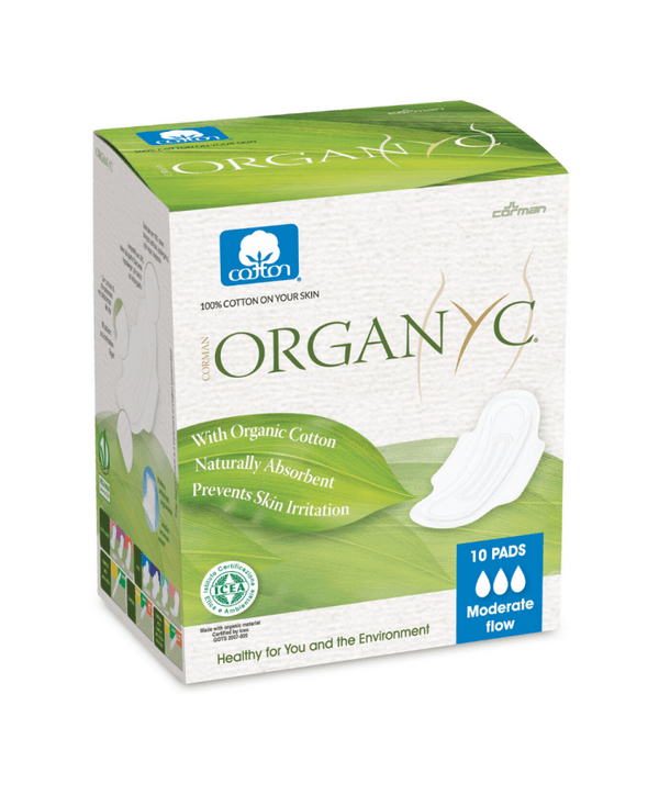 Organyc Organic Cotton Sanitary Pads Folded Moderate Flow (10) Down