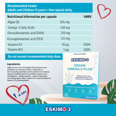 Eskimo 3 Vegan Omega-3 Plus 30 Softgels